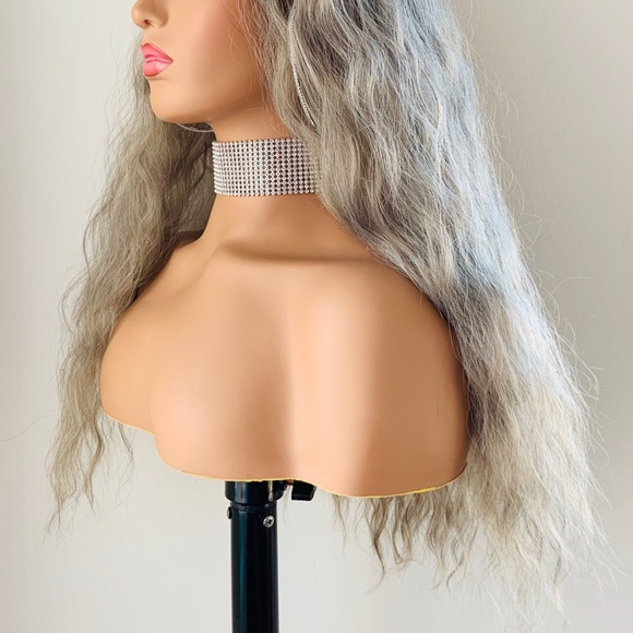 “Put On & Go” Ombre Ash Grey Synthetic Wig with Bangs  😊 NO FURTHER DISCOUNT - Picture 9 of 11